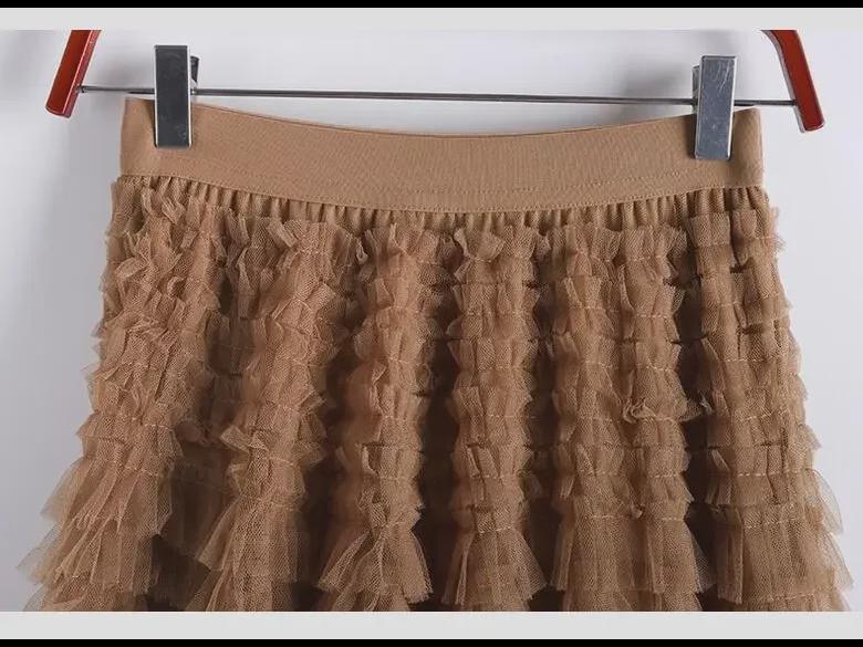 Spring & Autumn 2023 White Fairy Pleated Gauze Skirt for Women