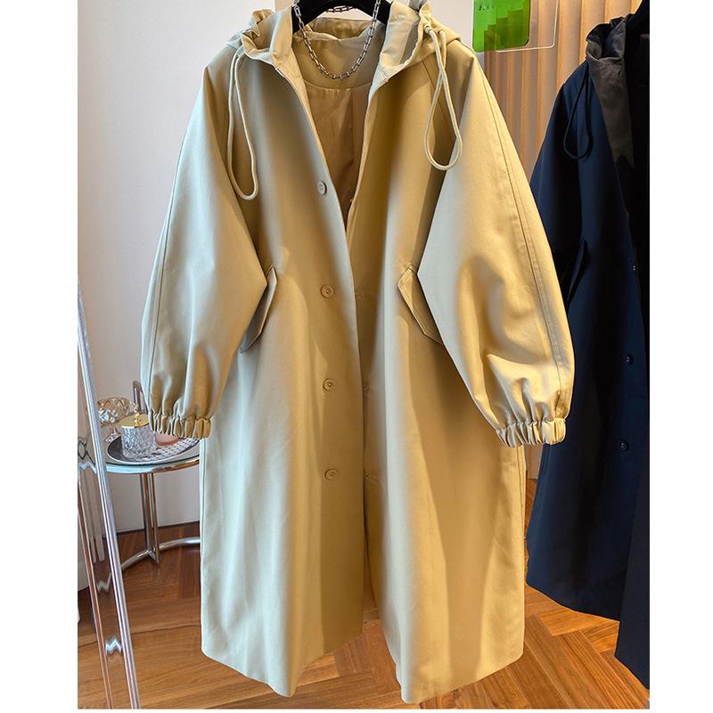

South Korea Dongdaemun Style Versatile Loose Hooded Windbreaker Jacket for Women - Spring/Autumn M хакі
