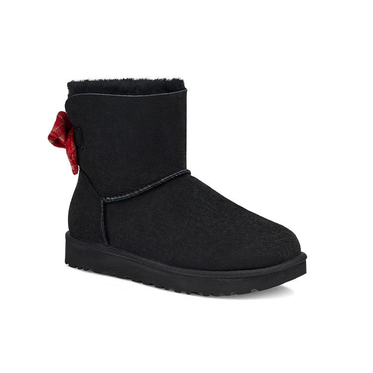 UGG Mini Bailey Bow Plaid Ribbon 'Black Red' Women's 1119115-BLK