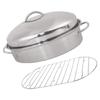 Oval Roasting Pan with Lid and Double Handle Even Heat Distribution Fish Steamer Stainless Steel Steaming Pot