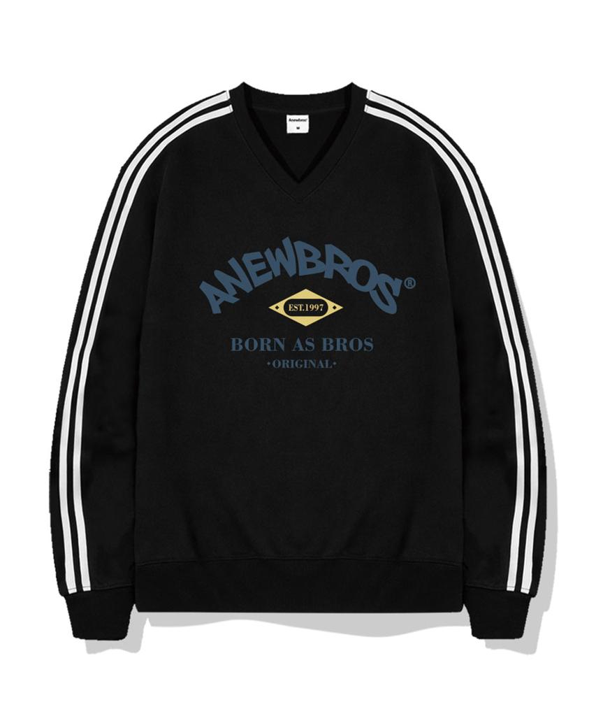 Newbros Bros Club Oversized Track V-Neck Sweatshirt 5 Colors [Anbv_9006]