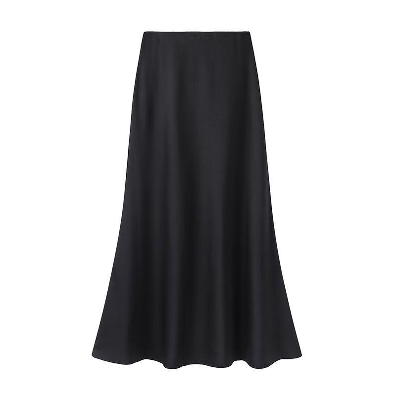 

Женская атласная юбка-миди с завышенной талией, из ледяного шелка, с разрезом сбоку - Коллекция Весна 2025 Large чёрный