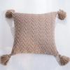 45x45cm Nordic Chenille Knitted Square Cushion Cover Yellow Pink Pillow Cover with Tassels Pillowcase Sofa Bed Chair Decorative