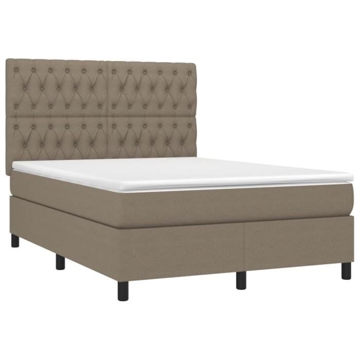 VidaXL Lit à sommier tapissier avec matelas Taupe 140x190 cm Tissu - Modèle 3142013