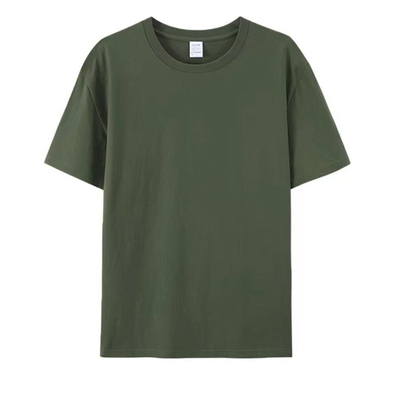 Custom Logo Summer Cotton T-shirt, Loose Round Neck, Short Sleeve, Class Uniform, 190g Ribbed Collar