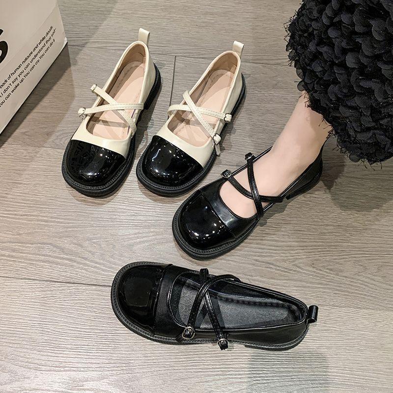 2025 Spring, Summer and Autumn New Single Shoes Women's Mary Jane Small Leather Shoes Women's Summer French Retro Thick-soled Color Matching Thick-hee
