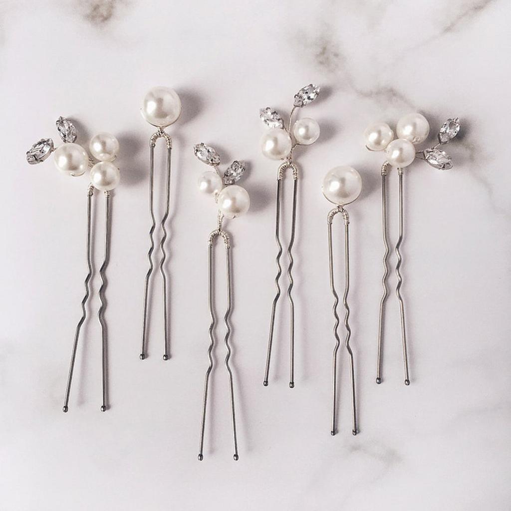 6PCS Rhinestones U-shaped Hair Pins Little Simple Bride Wedding Hair Pins Bridal Hair Piece Wedding Hair Accessories for Women