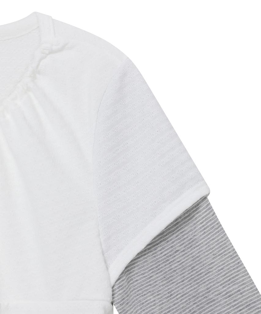 BAUF Shirred Layered Long Sleeve [White]