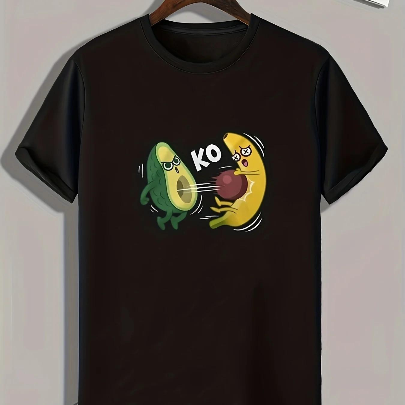 Mens Comfy Graphic TShirt Avocado KO Banana Print Casual Summer Tees  Clothing S