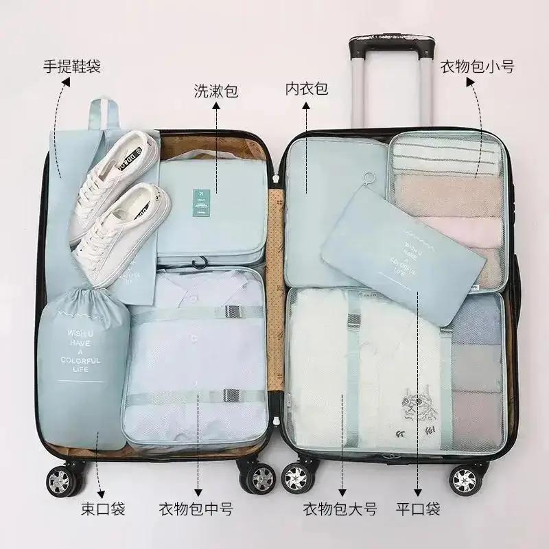 8PCS Clothes Storage Bag Foldable Storage Bag Portable Travel Management Luggage Portable Luggage Multipurpose Home Supplies