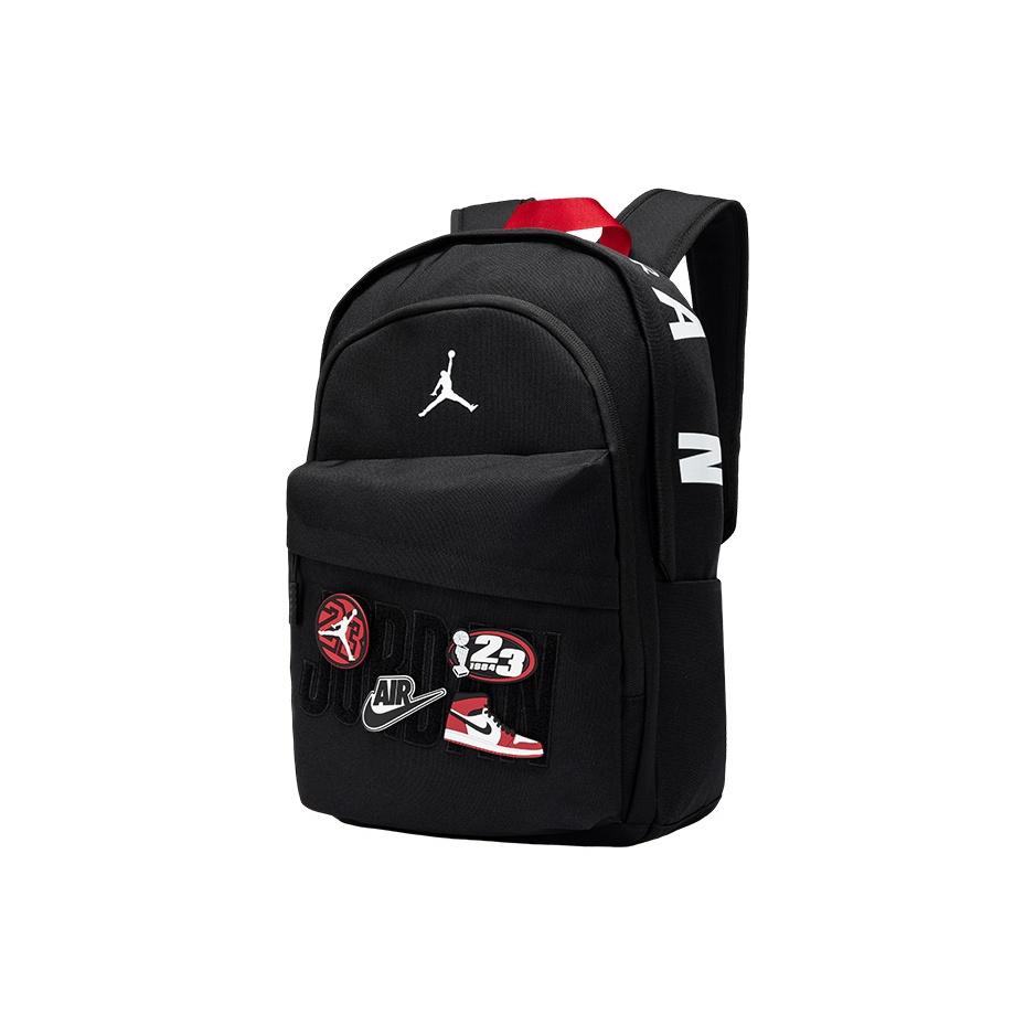 Jordan Velcro Badge Casual Fashion Polyester Medium Backpack Unisex backpack Black JD2533232PS-001