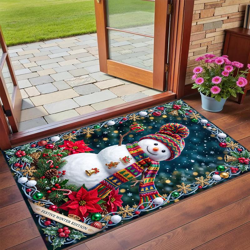 Christmas Printed Square Area Rug Soft Non Slip Floor Carpet For Bedroom Holiday Gift