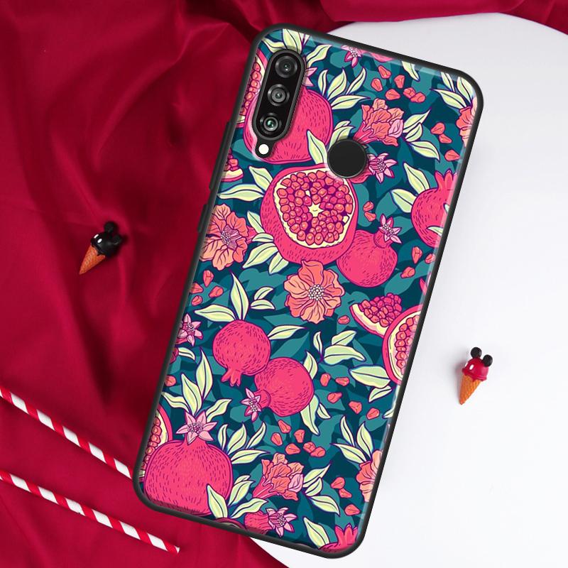 Tropical Pomegranate Pattern For Huawei Nova Y61 Y70 Y90 Y60 Y72 Y91 12s 12i 11i 7i 8i 9 10 SE P60 Pro P30 P40 Lite Case