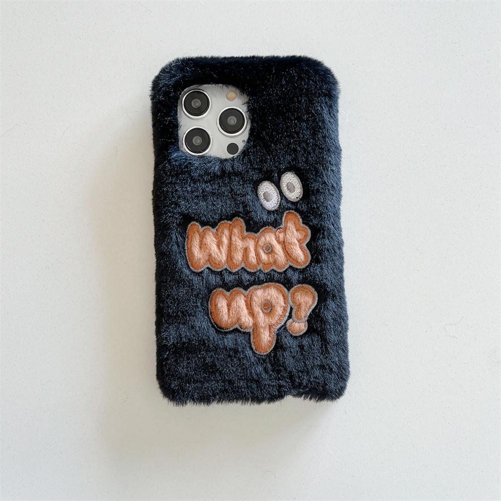 Plush Street Style Cartoon Eye Fashion Soft Phone Case for iPhone 17 Pro Max 16 15 14 13 Pro Cute Girly Fuzzy Protective Cover