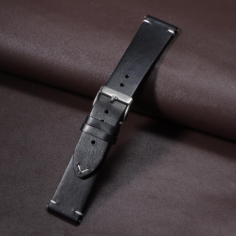 

Retro Oil Wax Genuine Leather Watchband Quick Release Calfskin Strap for Seiko for Rolex 18mm 19mm 20mm 21mm 22mm 24mm Wristband 18mm чёрный