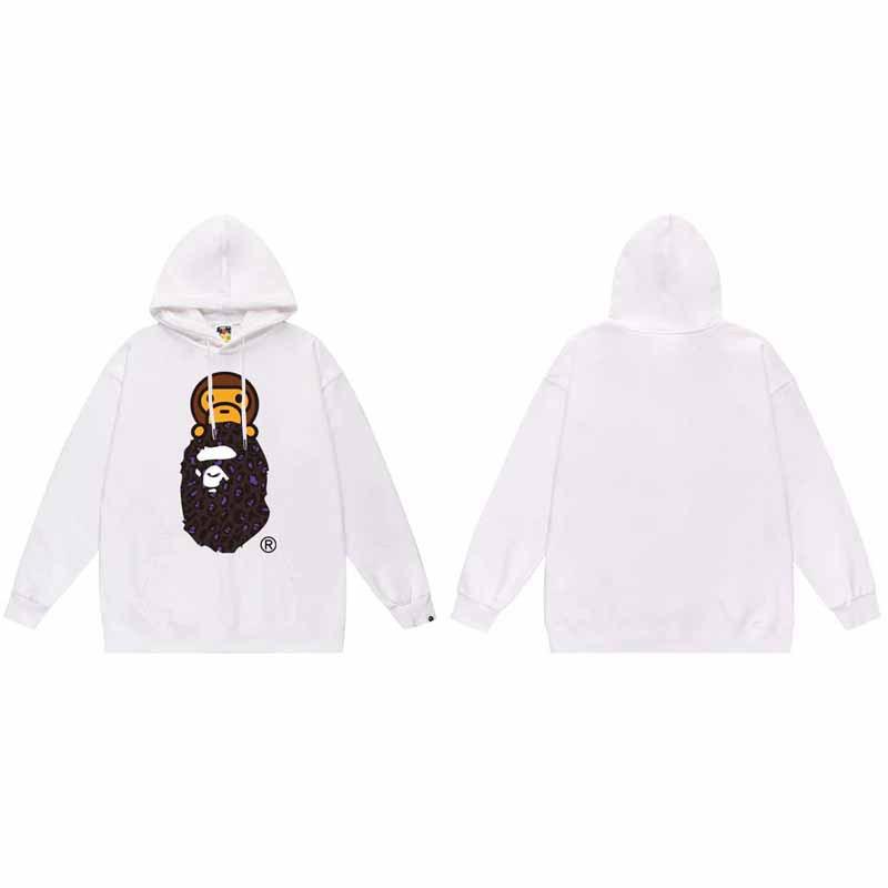 Mens Oversized Hooded Sweatshirt With Ape Head Print Heavyweight Cotton Long Sleeve Pullover Daily Wear