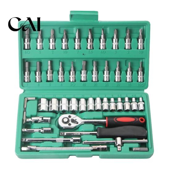 Ratchet Wrench Kit Professional Socket Set, Cr-V Steel Alloy Ratchet/Hex Multi-Bit Tool Set with Portable Storage Case for Home Maintenance