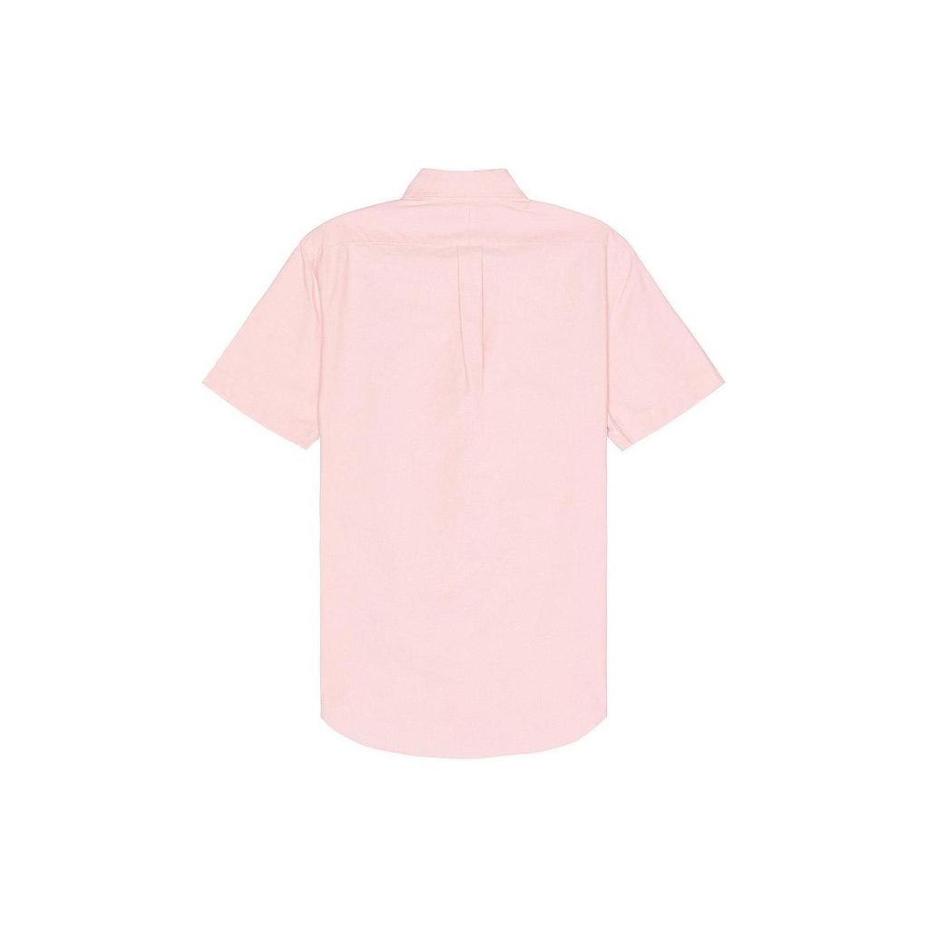 Polo Ralph Lauren Solid Color Logo Embroidered Square Collar Single-Breasted Short Sleeve Shirt Men Shirts Pink 710794942-003