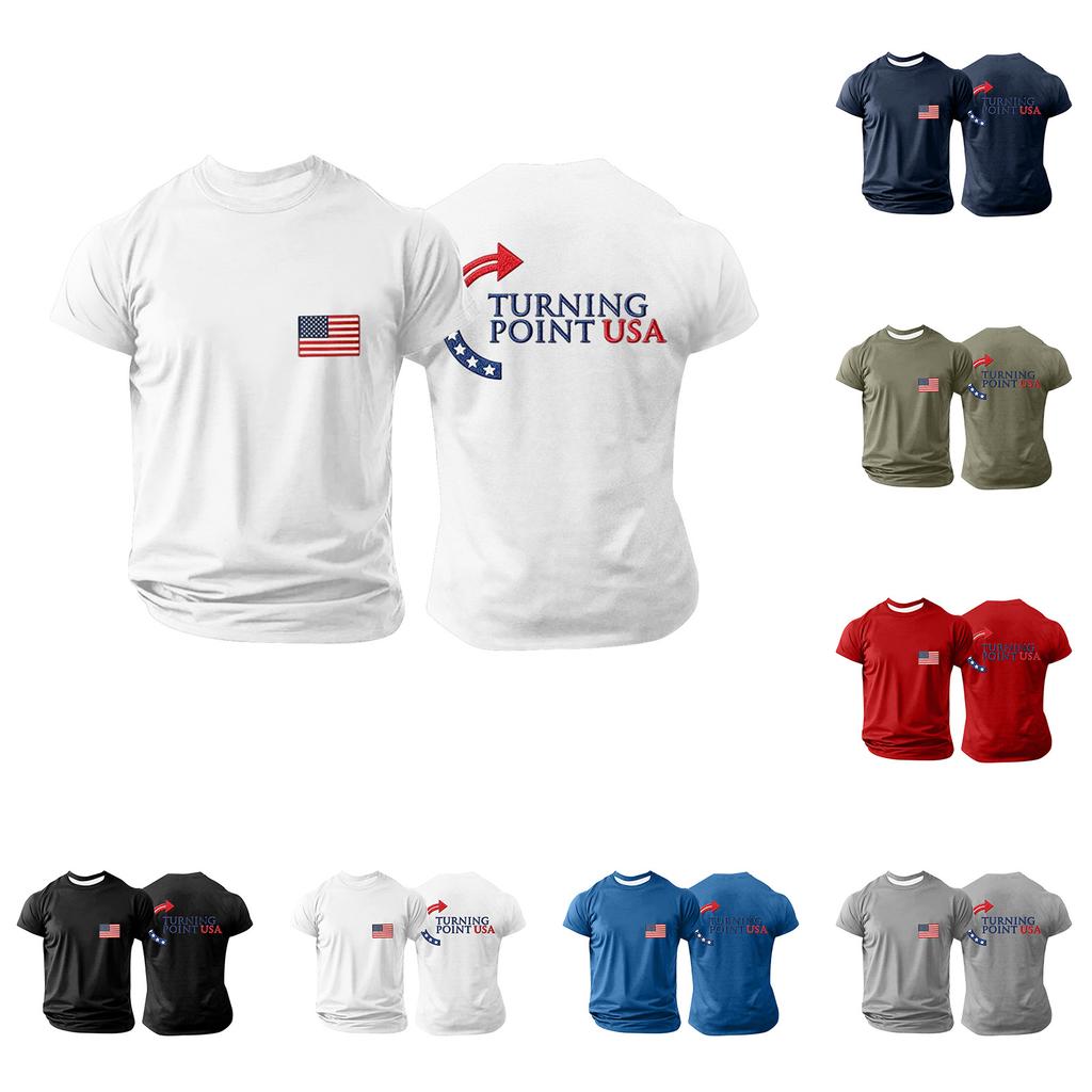 Pánské tištěné tričko s krátkým rukávem Pánský volný ležérní top s krátkým rukávem