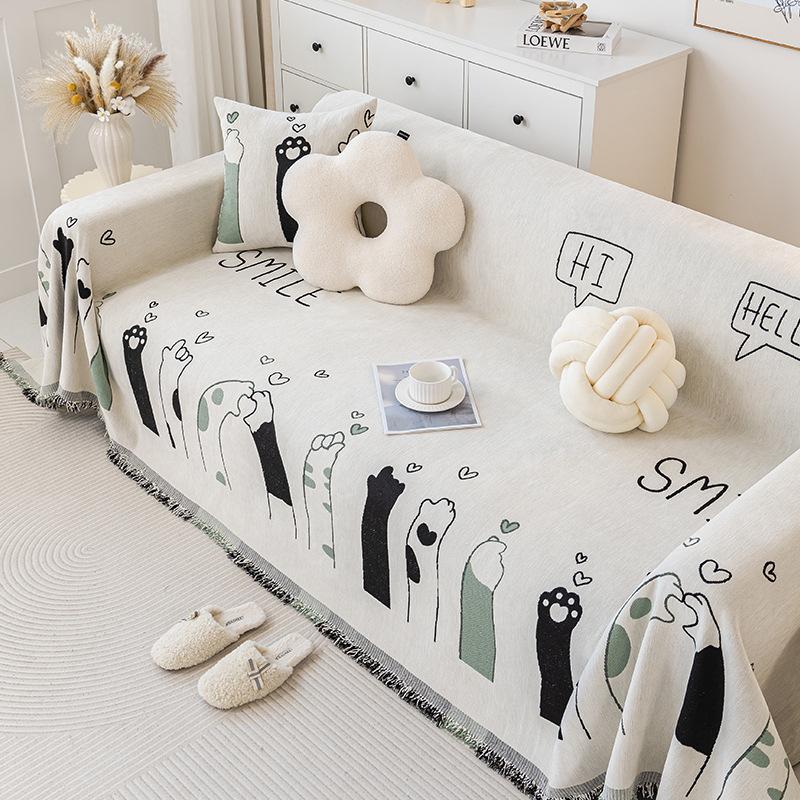 Simple Style Cat's Paw Chenille Sofa Towel Non-Slip Living Room Anti-Scratching Nap Wool Blanket Sofa All-Inclusive Universal
