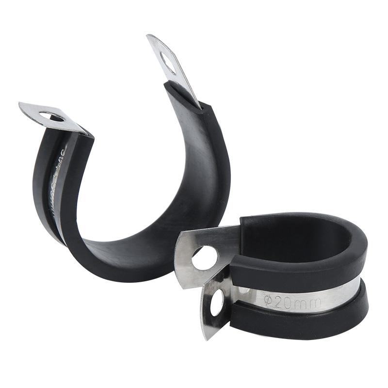 10Pcs/Lot 6MM-55MM 304 Stainless Steel Rubber Lined P Clips Cable Mounting Hose Pipe Clamp Mikalor