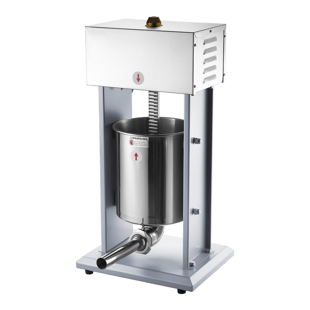 Elektrischer Wurstfüller, 10 kg / 22 lbs Vertikaler Fleischfüller mit stufenloser Geschwindigkeitsregelung, Edelstahl-Wurstfüllmaschine, Fußpedal & 4
