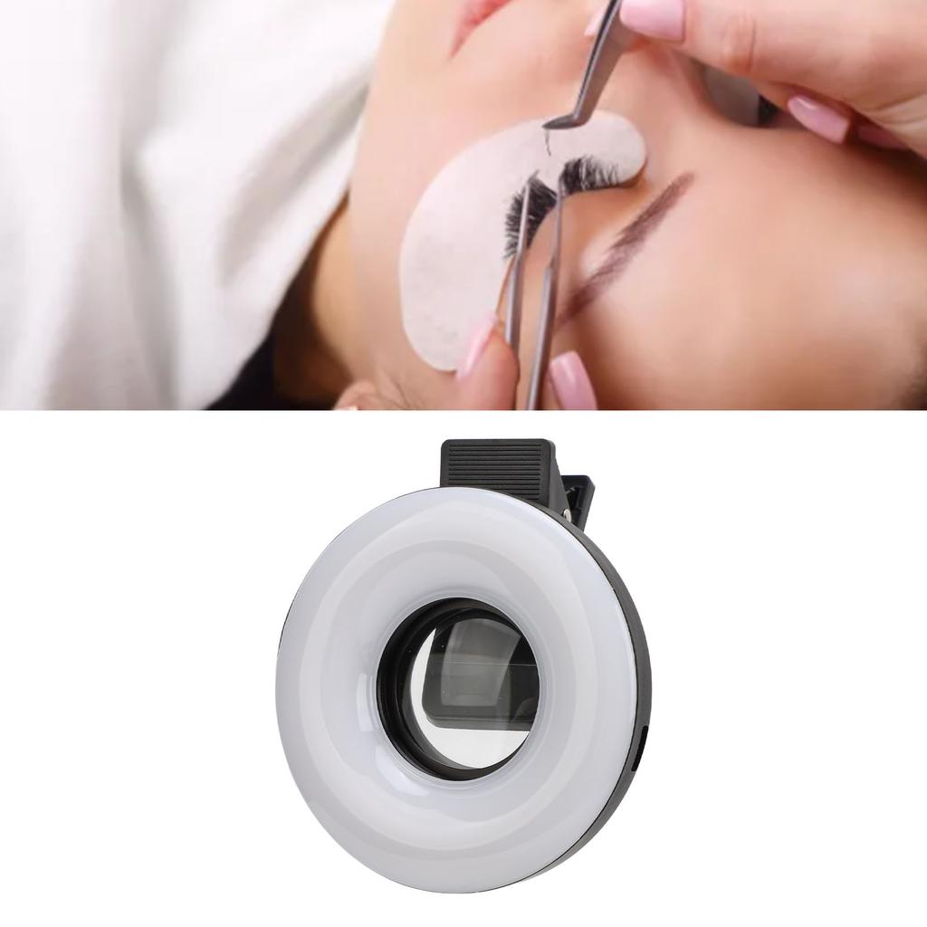 Makro-Objektiv 15-facher Zoom mit LED-Fülllicht 3 Lichtmodi 5 Helligkeitsstufen USB 200mAh Handy-Makro-Objektiv mit Clip für Wimpern Schmuck Fotografie