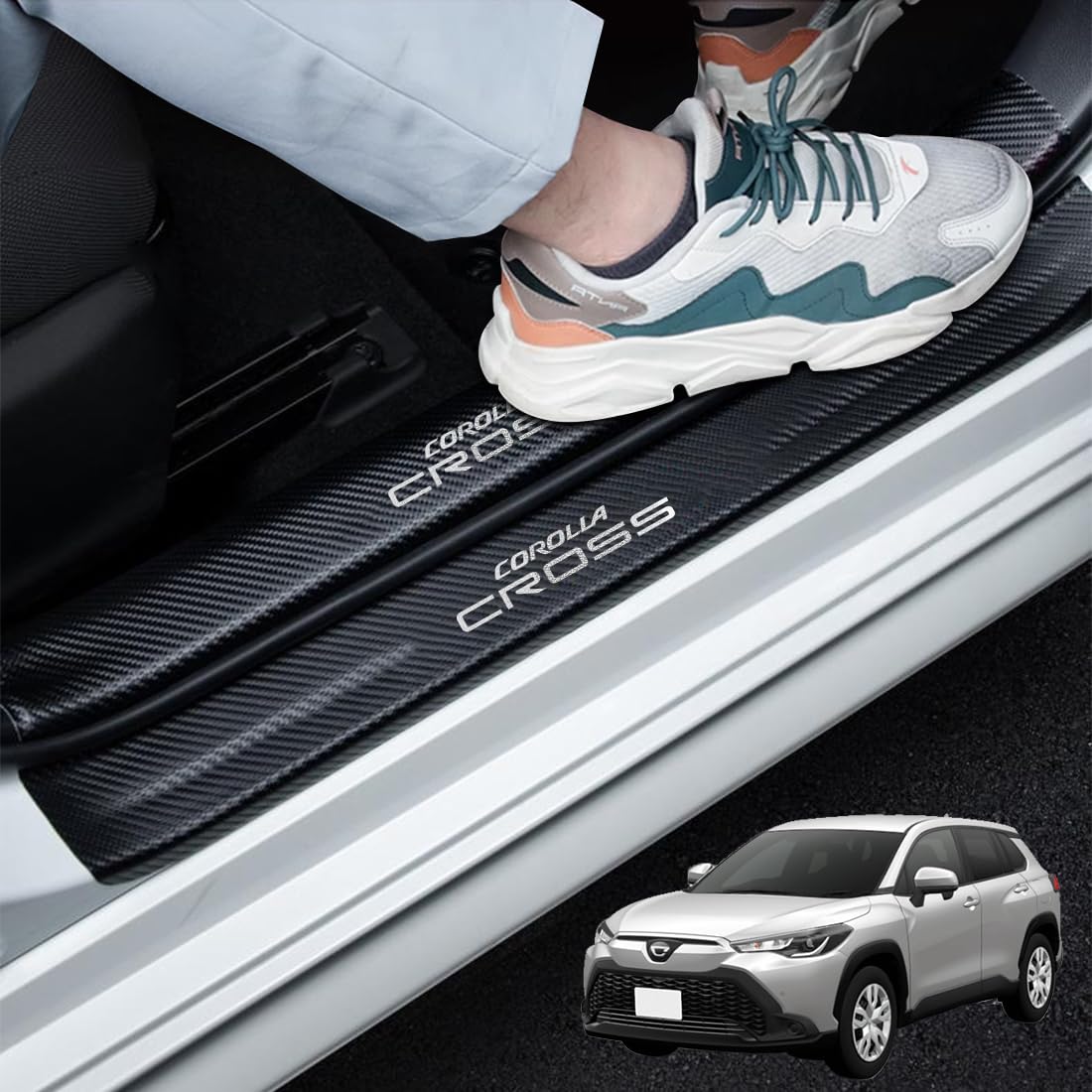 

GOODGOODCAR Тканина для сидінь Corolla для моделі, випущеної в жовтні 2023 року, Захист бічного порога, Накладка на поріг, Corolla silver color срібний