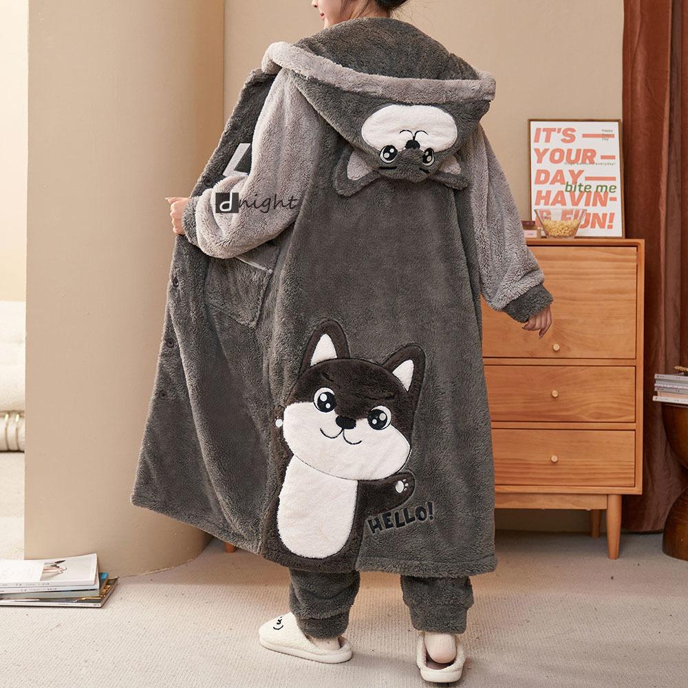 Women's Winter Robe Kimono Belt Pajamas Pajamas Pajamas Flannel Plus Size Home Clothes Women's Pajamas