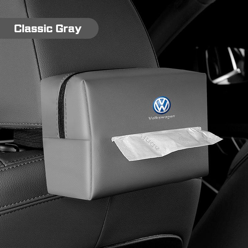 For VW Polo Golf ID3 5 GTI Passat Tiguan Arteon Touareg Taigo Caddy Car Interior Tissue Box PU Leather Kleenex Bag Towel StorageNI5