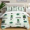 Green Cactus Potted Duvet Cover Set King Size Polyester Comforter Cover Cartoon Green Plant Cute Kawaii For Kid Boy Bedding Set