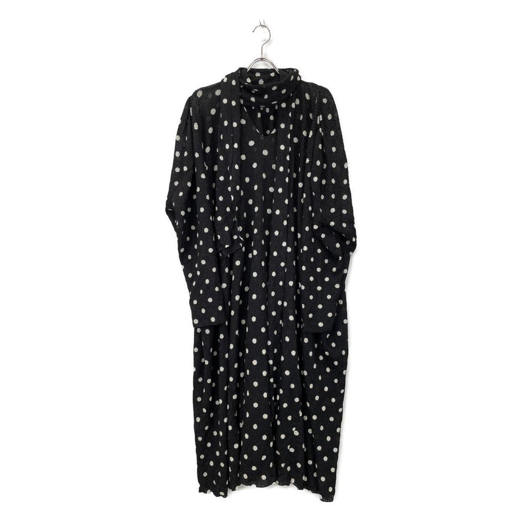 Balenciaga 657546 20 Years Black Ribbon Tie Polka Dot Knit Dress Dress XS blackUsed