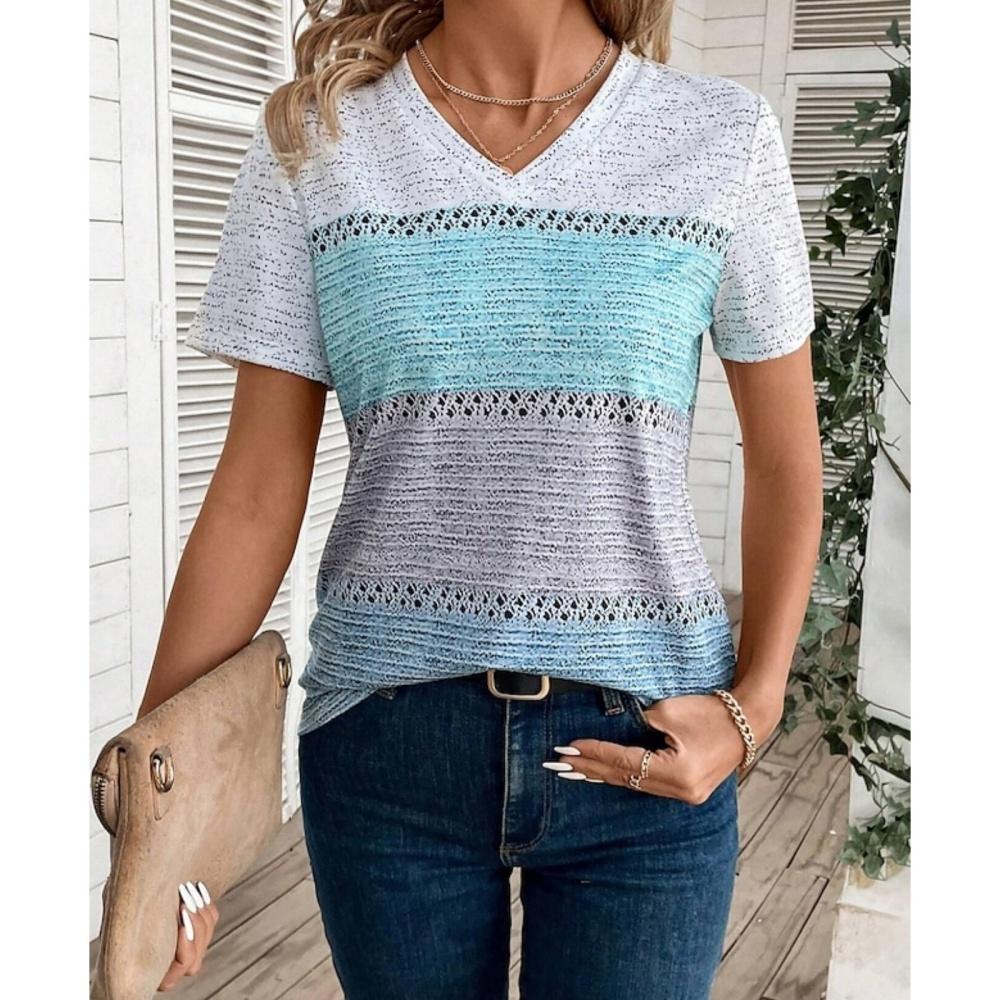 Summer women's short sleeved V-neck T-shirt fashionable
