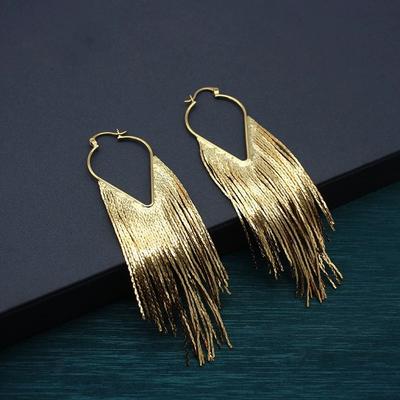 Light Luxury Fashion Texture Praised. Light Luxury High-end Earrings Made of Plain Gold Are Tassel Heavy Industry Temperament Long Earrings