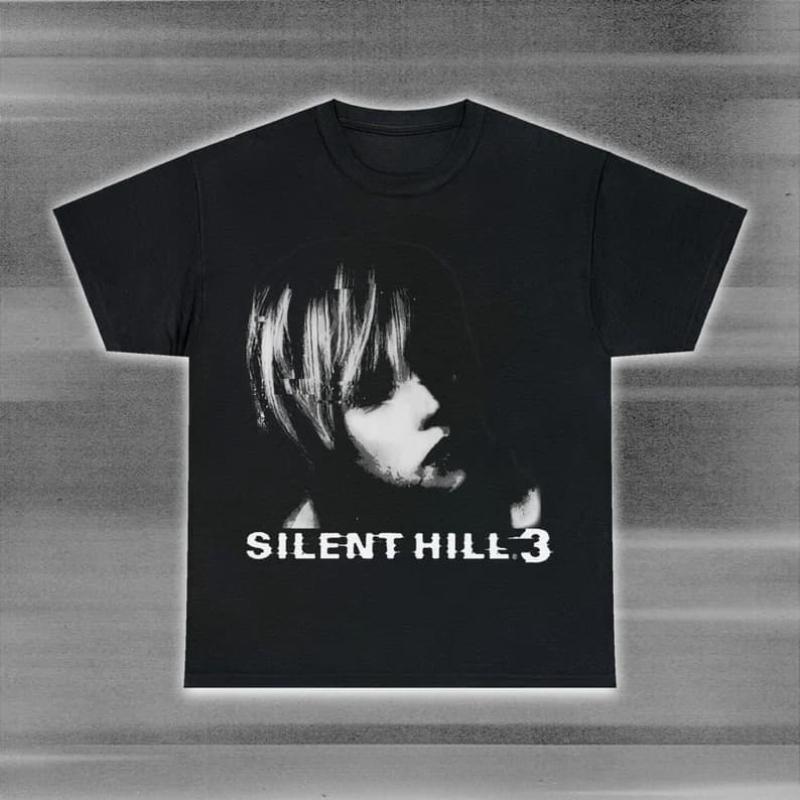 Silent Hill 3 Vintage Horror Game T Shirt Heather Portrait Japanese Text Graphic Short Sleeve O Neck Tee Retro Gaming Casual Summer Top for Men Women