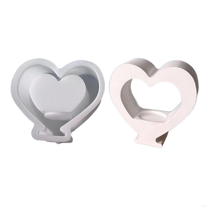 

Hollowed Heart Silicone Holder Mold Easy Demolding Tealight Holder Silicone Molds for Resin Craft Home Decoration