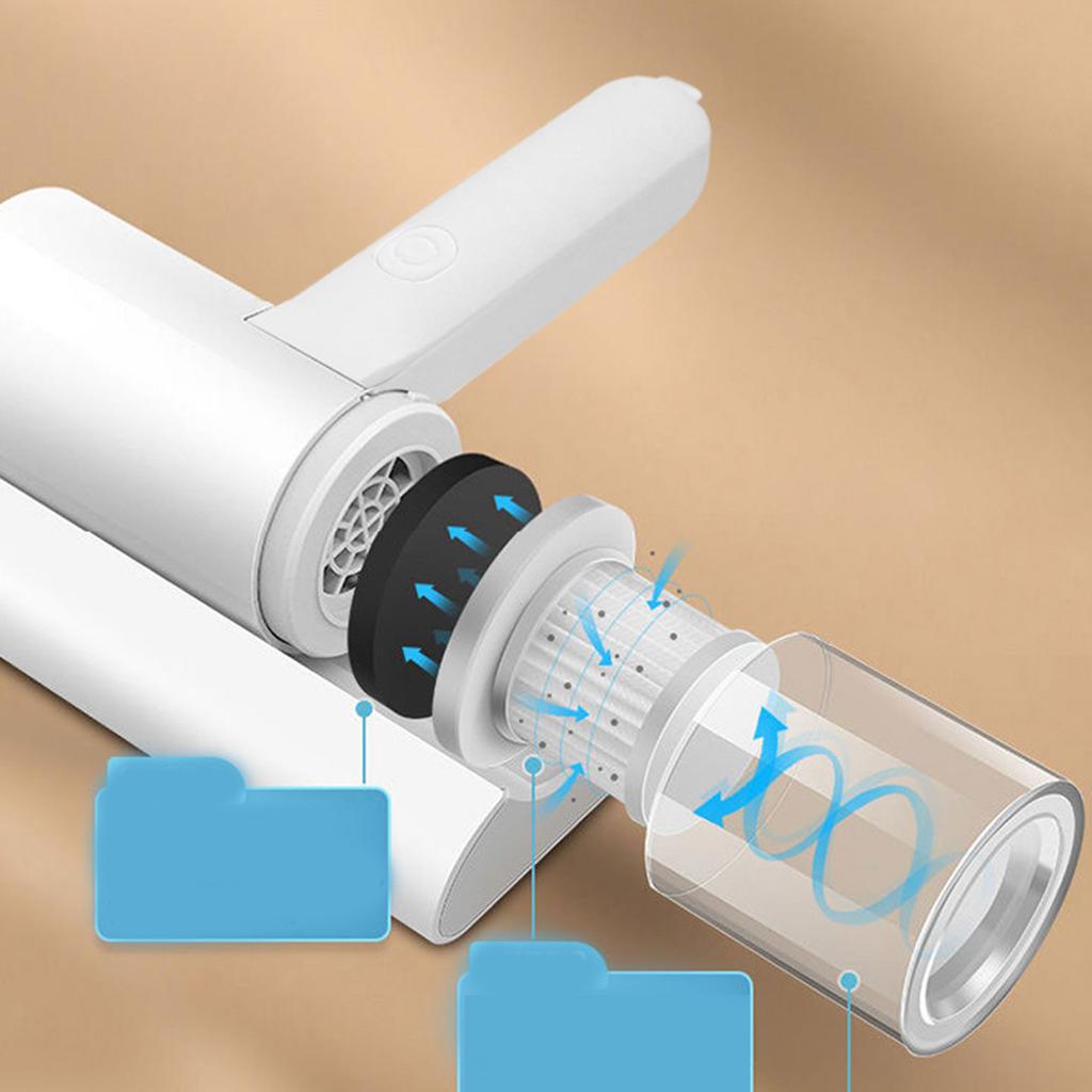 Cordless Mite Removal Vacuum Pure White 1200mAh High Suction Power Electric Mite Remover for