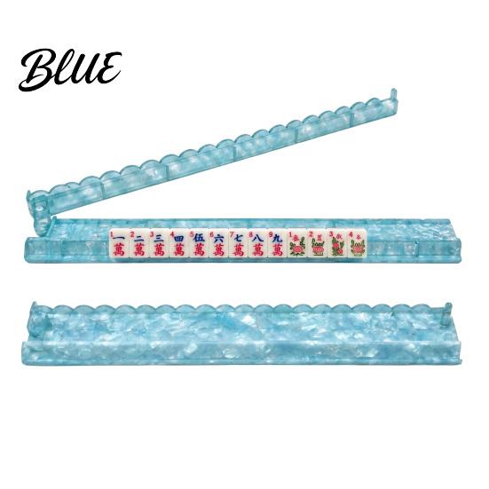 American Mahjong Tile Racks with Built-In Magnetic Pushers Acrylic Transparent Organizers Racks Scalloped Edges for Game Night Party Supplies
