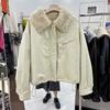Women's Retro Lambswool Patchwork Lapel Jacket - 2025 Autumn/Winter Slimming Cotton Coat