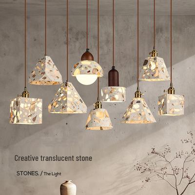 Wabi-Sabi Terrazzo Translucent Pendant Light for Nordic Spaces: Ideal for Bedrooms, Living Rooms, Bars, Restaurants, and Entrances.