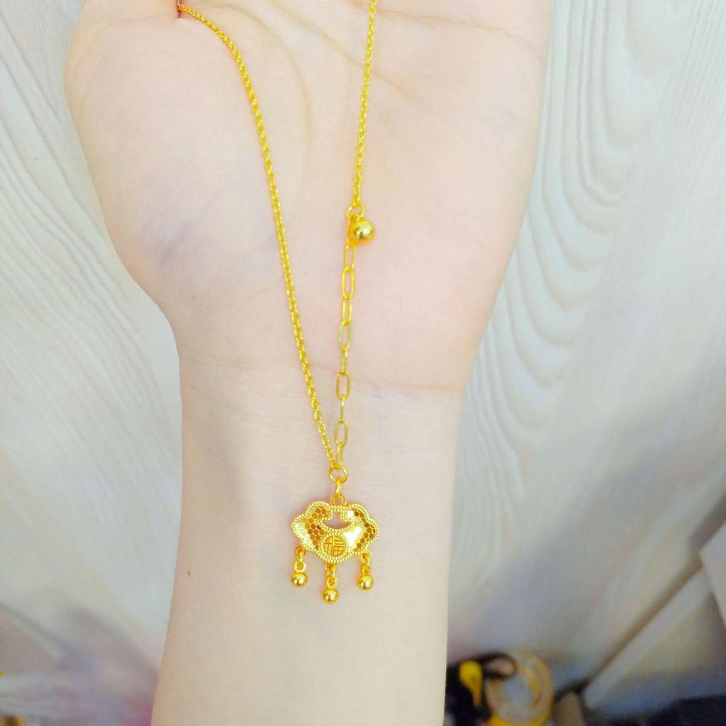 Golden CNC Dragon Scale & Butterfly Princess Pendant with Honeycomb Face, Lucky Clover, and Gourd Necklace