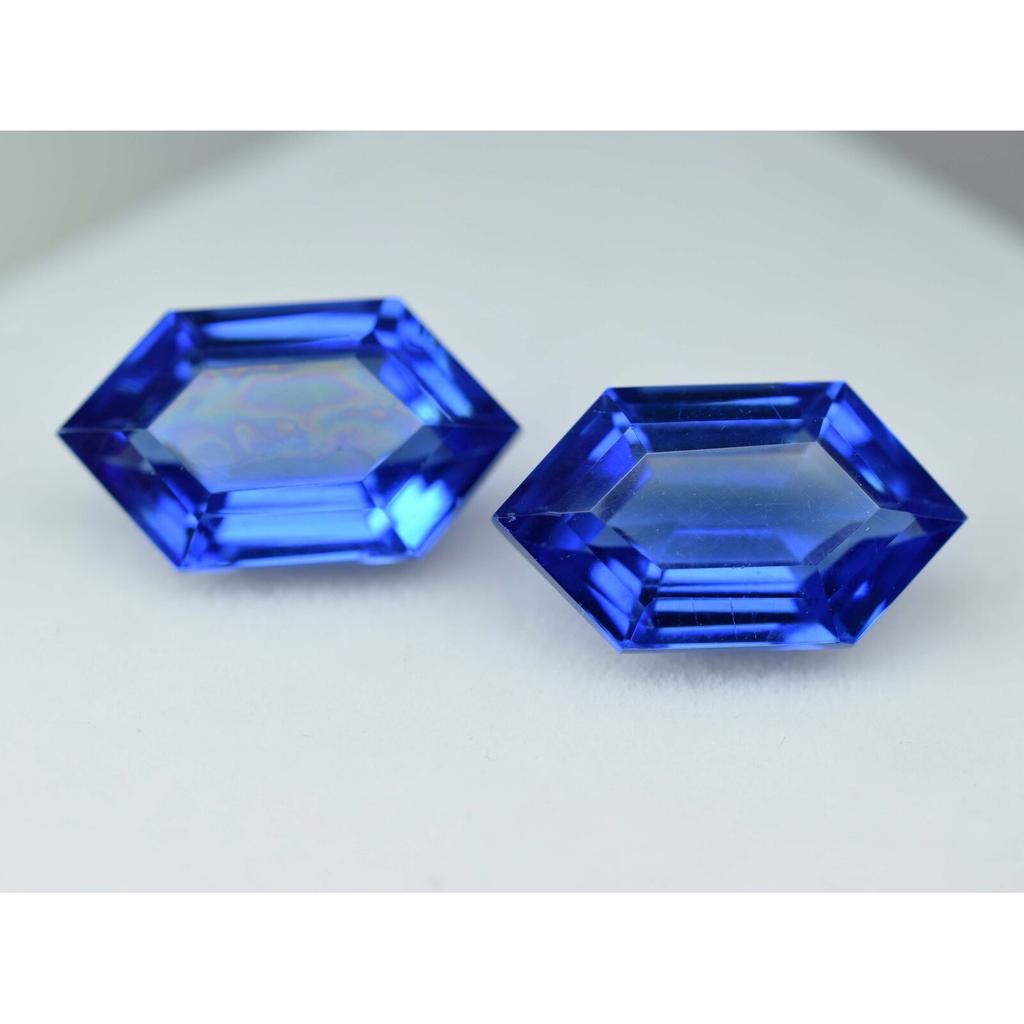 Natural Blue Tanzanite Loose Gemstone 18.50 Ct Fancy Cut Pair for Jewelry Making and Gem Collections