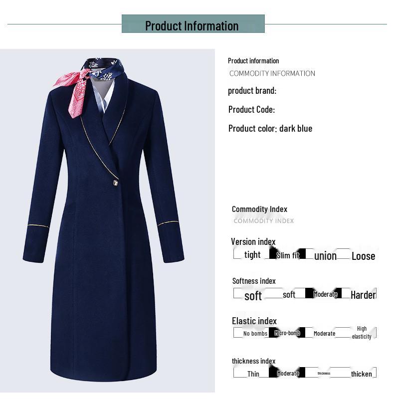 Autumn/Winter Professional Wool Coat for Flight Attendants and Sales Staff