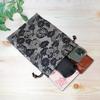 COCOLUCK Japanese Pattern Drawstring Small Item Made In for Goshuin Books Bag, Large, Organizer, Japan, (Black)