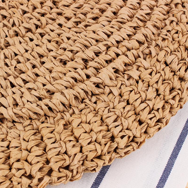 Women Boho Woven Handbag Summer Beach Tote Straw Bag Round Rattan Shoulder Bag