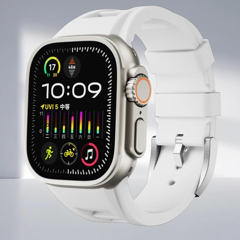 Classic Soft Silicone Strap for Apple Watch Ultra 2 49mm 45mm 44mm 42mm Sports Silicone Bracelet for IWatch Series 9 8 7 6 5 4 SE Correa