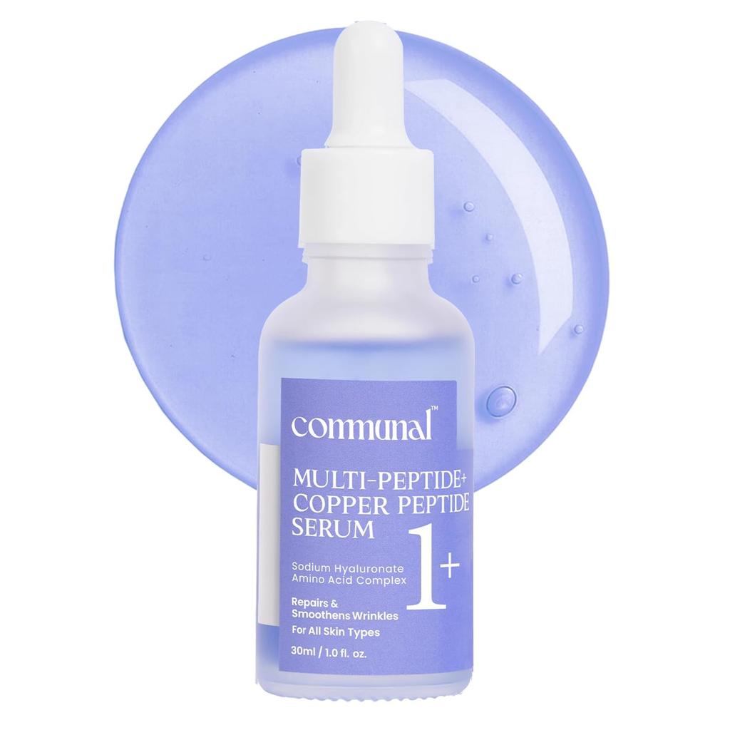 Communal Multi-Peptide + Copper Peptide Face Serum 30ml with Sodium Hyaluronate & Amino Acid Complex | Collagen Booster, Anti Wrinkle & Hydrating S