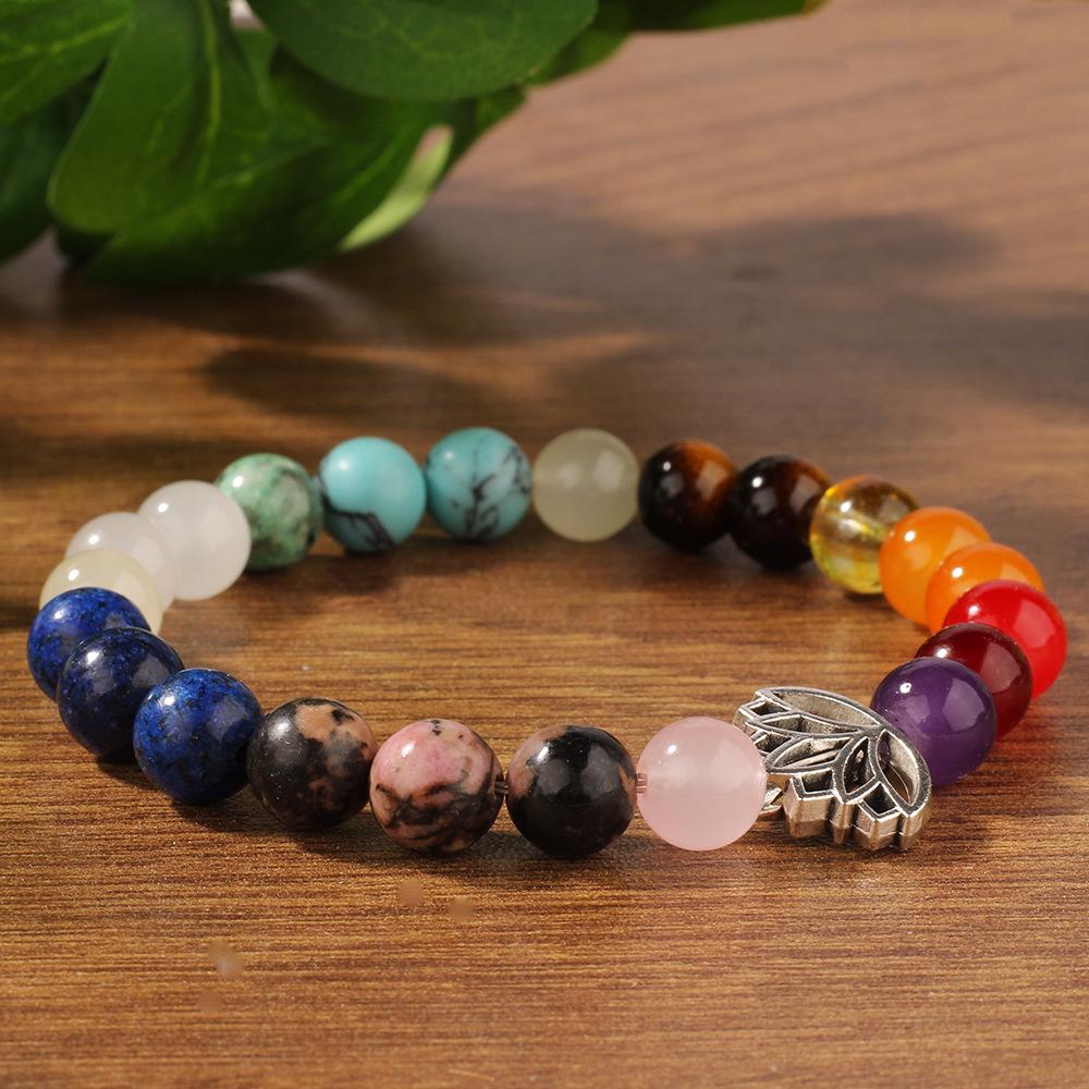 Crystal Rough Stone Bracelet for Women's High-end Feeling, Lotus Yoga Seven Pulse Meditation Bracelet