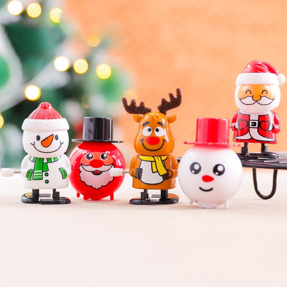 LEDMOMO Christmas Santa Claus Christmas Prize Gift Figurine 9-Piece Wind-Up Ornament, Spring-Mounted