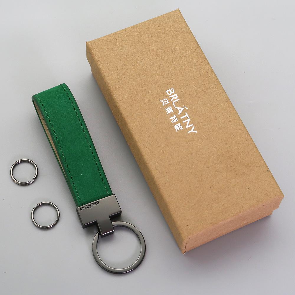 Belleterny Frosted Genuine Leather Keychain - Luxury Keyring Pendant with Logo Customization.